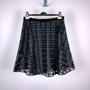 Akris Punto Black High Wasted Circle A-Line Skirt Women Size 12 Knee Length